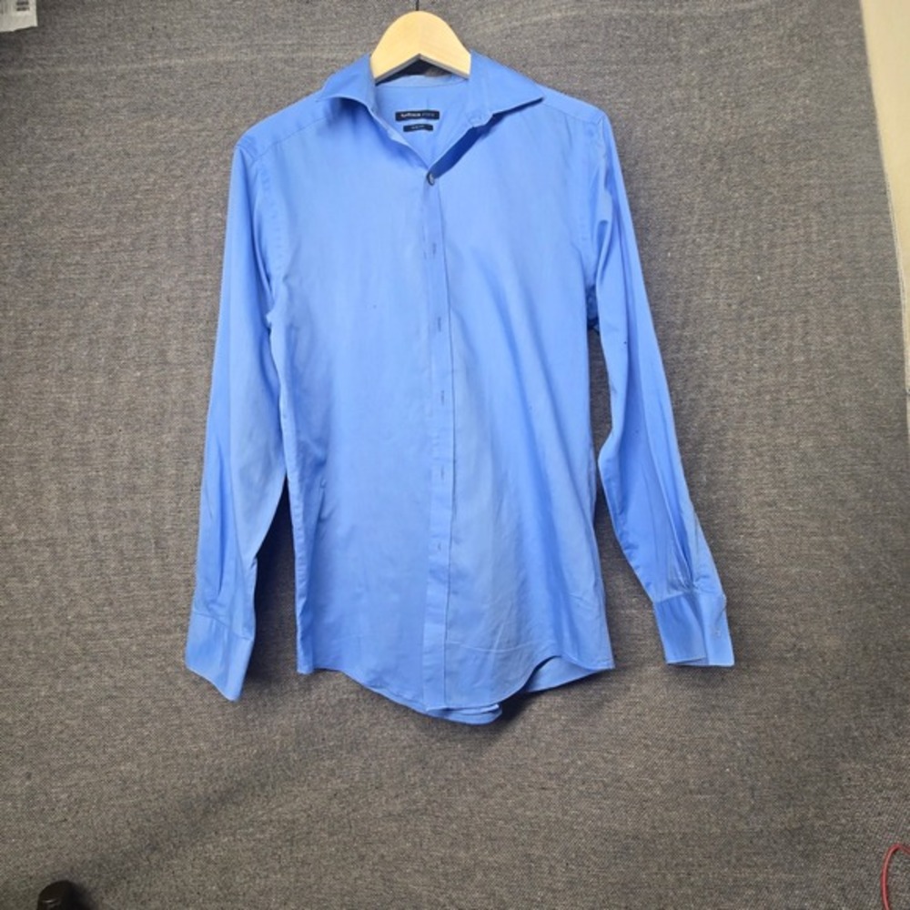 Van Heusen Studio Mens Slim Fit Dress Shirt Blue Long Sleeve 14-14.5 32/33